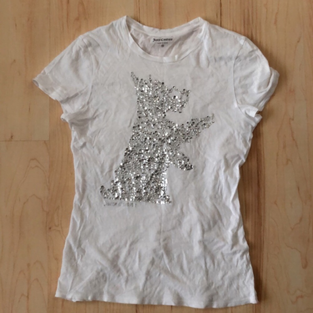 white sequin juicy couture soft cotton tee